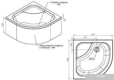Душевой поддон AM.PM Gem W90T-401A090W 90х90