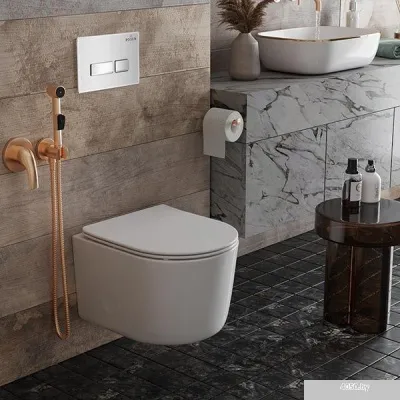 Roxen Simple Compact в комплекте с инсталляцией StounFix Slim 6 в 1 964407 (кнопка: белое стекло)