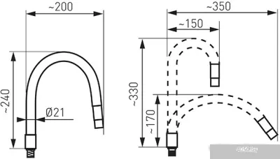 Излив Ferro Elastico W100C-B (желтый)