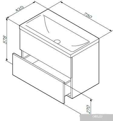 AM.PM Тумба под умывальник Gem 75 M90FHX07522WG (подвесной, белый)