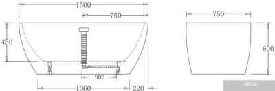 Ванна BelBagno BB70 150x75