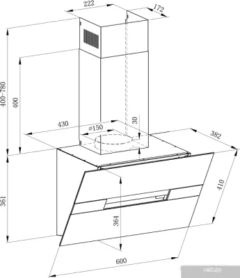 MAUNFELD Mersey 60 (нержавеющая сталь\черное стекло)