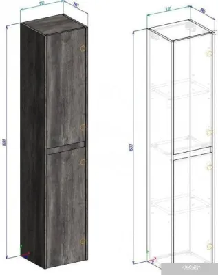 BelBagno Шкаф-пенал Kraft-1600-2A-SC-RT-R (rovere tabacco)