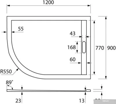 Душевой поддон Cezares Tray-AS-RH-120/90-550-30-W-R 120x90