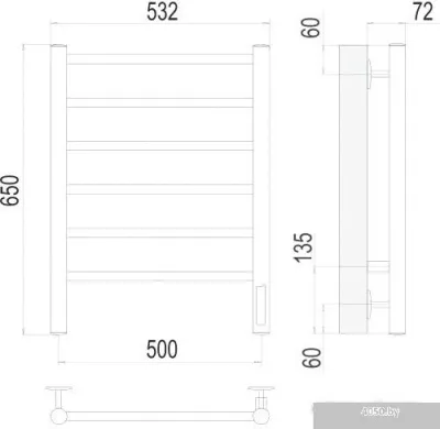 Полотенцесушитель TERMINUS Аврора П6 500x650 нп электро