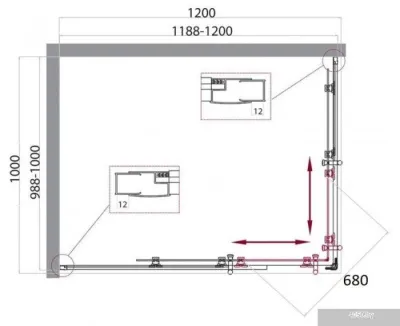 BelBagno UNO-195-AH-2-120/100-C-Cr (прозрачное стекло)