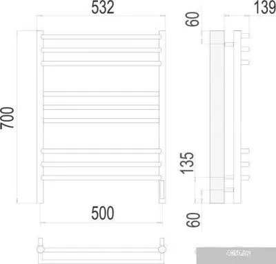 Полотенцесушитель TERMINUS Прато П9 500х700 электро