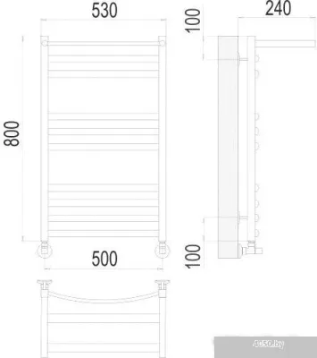 Полотенцесушитель TERMINUS Енисей П10 500x800 с полкой нп