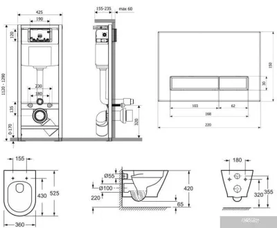 Унитаз Lavinia Boho Relfix Elegant Rimless 6 в 1 87561080 (черный/золотой пластик)