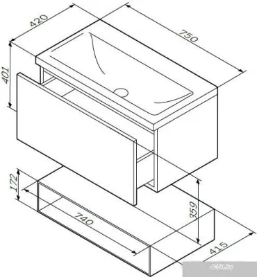 AM.PM Тумба под умывальник Gem 75 M90FHX07521WG (белый)