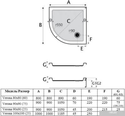 Душевой поддон Alba Spa Verona Q 80x80