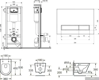 Унитаз Lavinia Boho Relfix Biore Rimless 6 в 1 75110184 (greek black иск. камень)