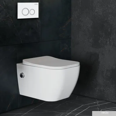Roxen Cube Bidet One Rimless 6 в 1 StounFix Slim 506235 (кнопка: белый глянец)
