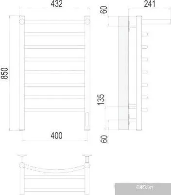 Полотенцесушитель TERMINUS Классик П8 400x850 с полкой бп электро