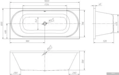 Ванна AM.PM Bliss L W53A-180-080W-ARB