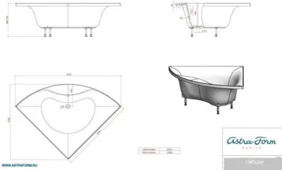 Ванна Astra-Form Виена 150x150