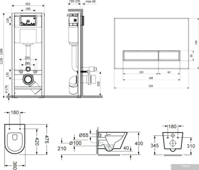 Унитаз Lavinia Boho Biore Compacto Rimless 7 в 1 87040093 (белое стекло)