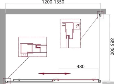 BelBagno UNIQUE-AH-1-120/135-90-C-Cr (прозрачное стекло)