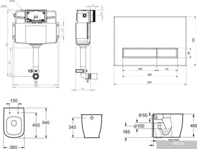 Унитаз Lavinia Boho Relfix Bell Pro 5 в 1 87551003 (фиолетовый стекло)