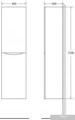 BelBagno Шкаф-пенал Fly-Marino-1500-2A-SC-BL-P-R (bianco lucido)