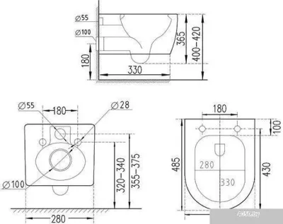 Roxen Antares Bidet в комплекте с инсталляцией StounFix Slim 6 в 1 958812 (кнопка: хром глянец)