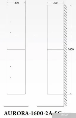 BelBagno Шкаф-пенал Aurora-1600-2A-SC-BL-P-L (bianco lucido)