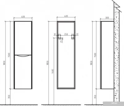 BelBagno Шкаф-пенал Ancona-N-1500-2A-SC-TL-L (левый, tortora lucido)