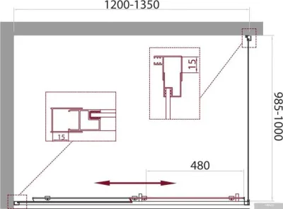 BelBagno UNIQUE-AH-1-120/135-100-C-Cr (прозрачное стекло)