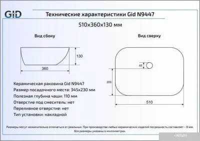 Умывальник Gid N9447 (белый)