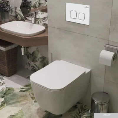 Roxen Cube в комплекте с инсталляцией StounFix Slim 6 в 1 534002 (кнопка: белый глянец)