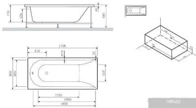 Ванна AM.PM Spirit W72A-180-080W-A2 (с каркасом)
