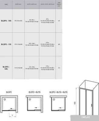 Душевая дверь Ravak Blix BLDP2 100 (белый/прозрачное)
