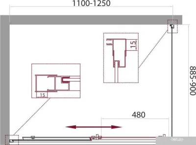 BelBagno UNIQUE-AH-1-110/125-90-C-Cr (прозрачное стекло)
