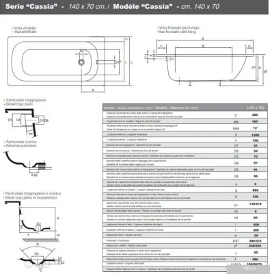 Ванна Smavit Cassia Titanium 140x70 (без ножек)