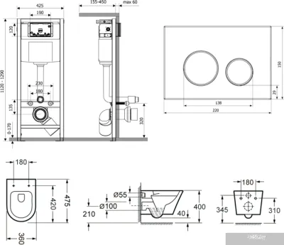 Унитаз Lavinia Boho Biore Compacto Rimless 7 в 1 87050174 (хром пластик)