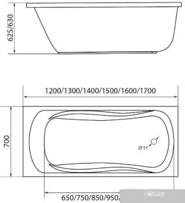 Ванна 1Марка Classic 150x70 (с ножками)
