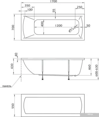 Ванна 1Марка Poseidon Modern 170x70
