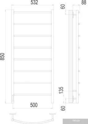 Полотенцесушитель TERMINUS Классик П8 500x850 бп электро