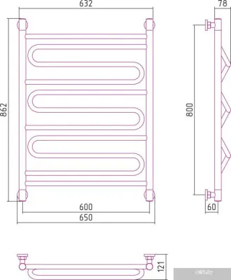 Полотенцесушитель Сунержа Элегия+ 800x600 00-0205-8060