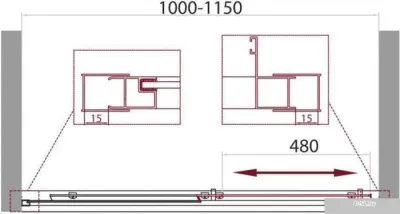 BelBagno UNIQUE-BF-1-100/115-C-Cr (прозрачное стекло)