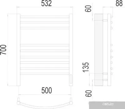 Полотенцесушитель TERMINUS Классик П9 500x700 бп электро