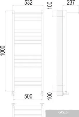 Полотенцесушитель TERMINUS Аврора П20 500x1000 с полкой нп
