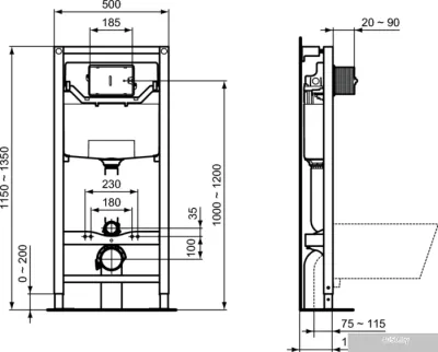Ideal Standard Tesi Aquablade + кнопка Olias M2 (хром) S0079R0121AA