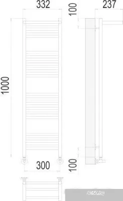 Полотенцесушитель TERMINUS Аврора П20 300x1000 с полкой нп