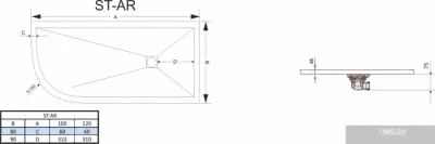 Душевой поддон RGW ST/AR-0129W 90x120 правый