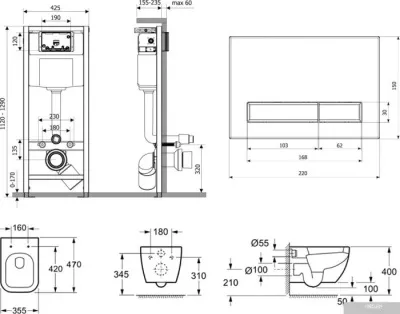 Унитаз Lavinia Boho Relfix One Compacto 6 в 1 75110075 (черный/белый стекло)
