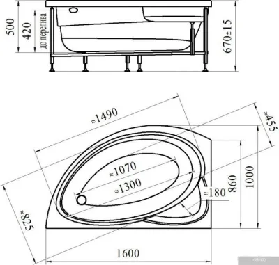 Экран под ванну Vannesa Модерна 160 R 2-21-0-2-0-214 (фронтальный)