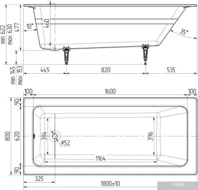 Универсал Оптима-У 180x80 (1 сорт, без ножек)