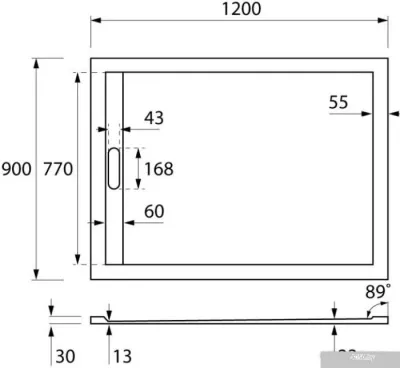 Душевой поддон Cezares TRAY-AS-AH-120/90-30-W