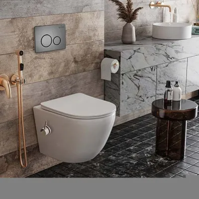 Roxen Antares Bidet в комплекте с инсталляцией StounFix Slim 6 в 1 962282 (кнопка: оружейная сталь)
